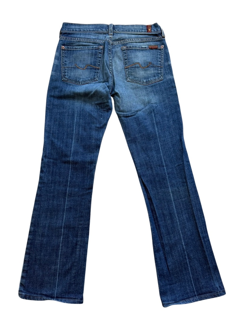 7 for All Mankind Low Rise Bootcut Jeans Womens 27 Dark Blue Denim Stretch Fit - Picture 4 of 6